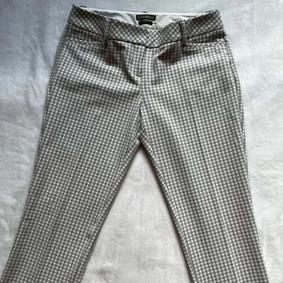 EXPRESS Columnist Gray & White Gingham Dress Pants Size 2R - Picture 4 of 8